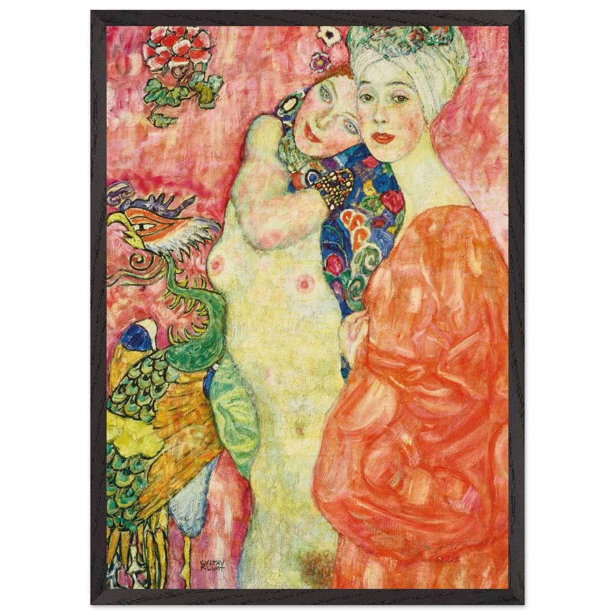 Artfulprints Poster met Lijst Gustav Klimt - The women friends  - 50x70 cm - Roze
