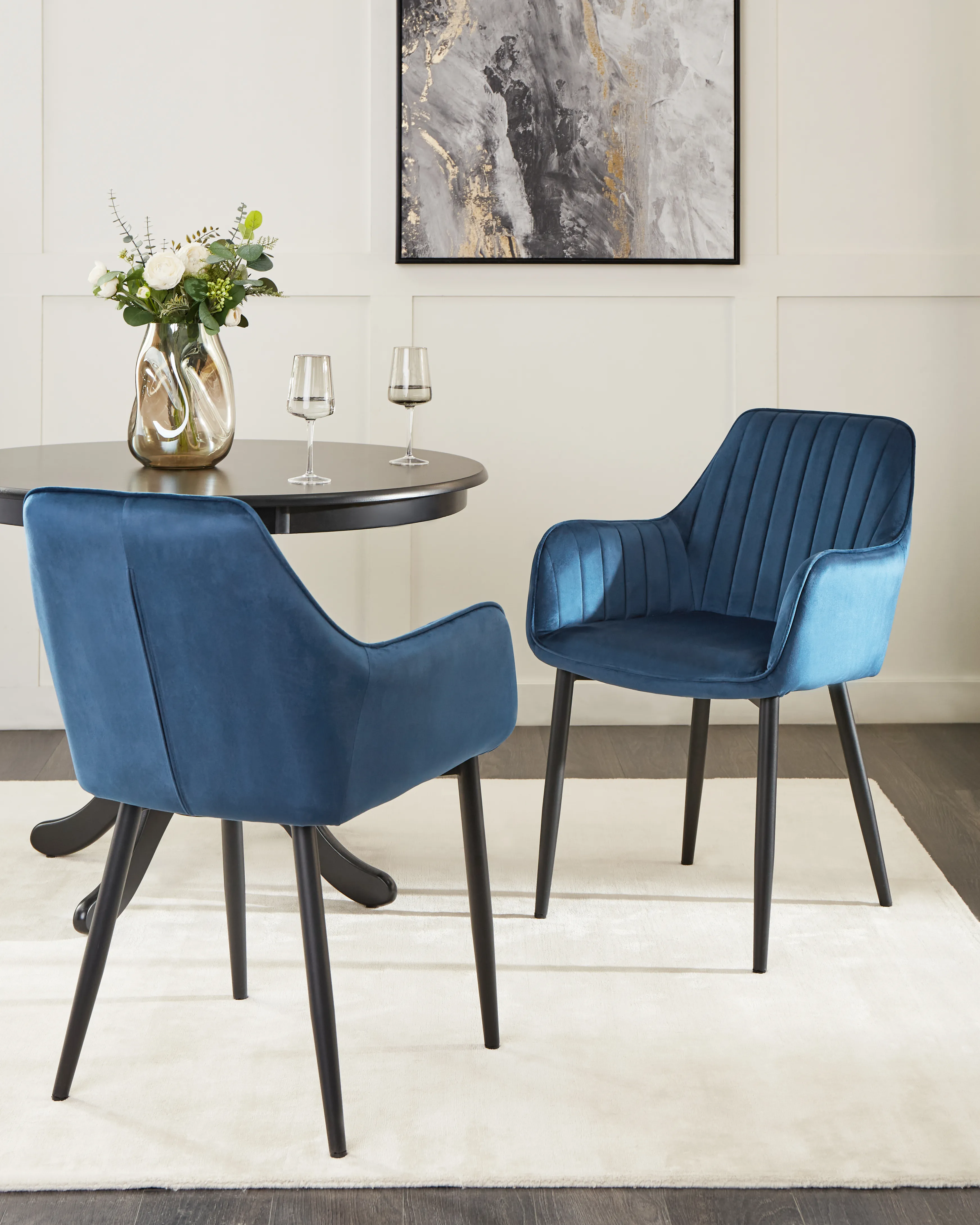 Set of 2 Dining Chairs WELLSTON Velvet Dark Blue