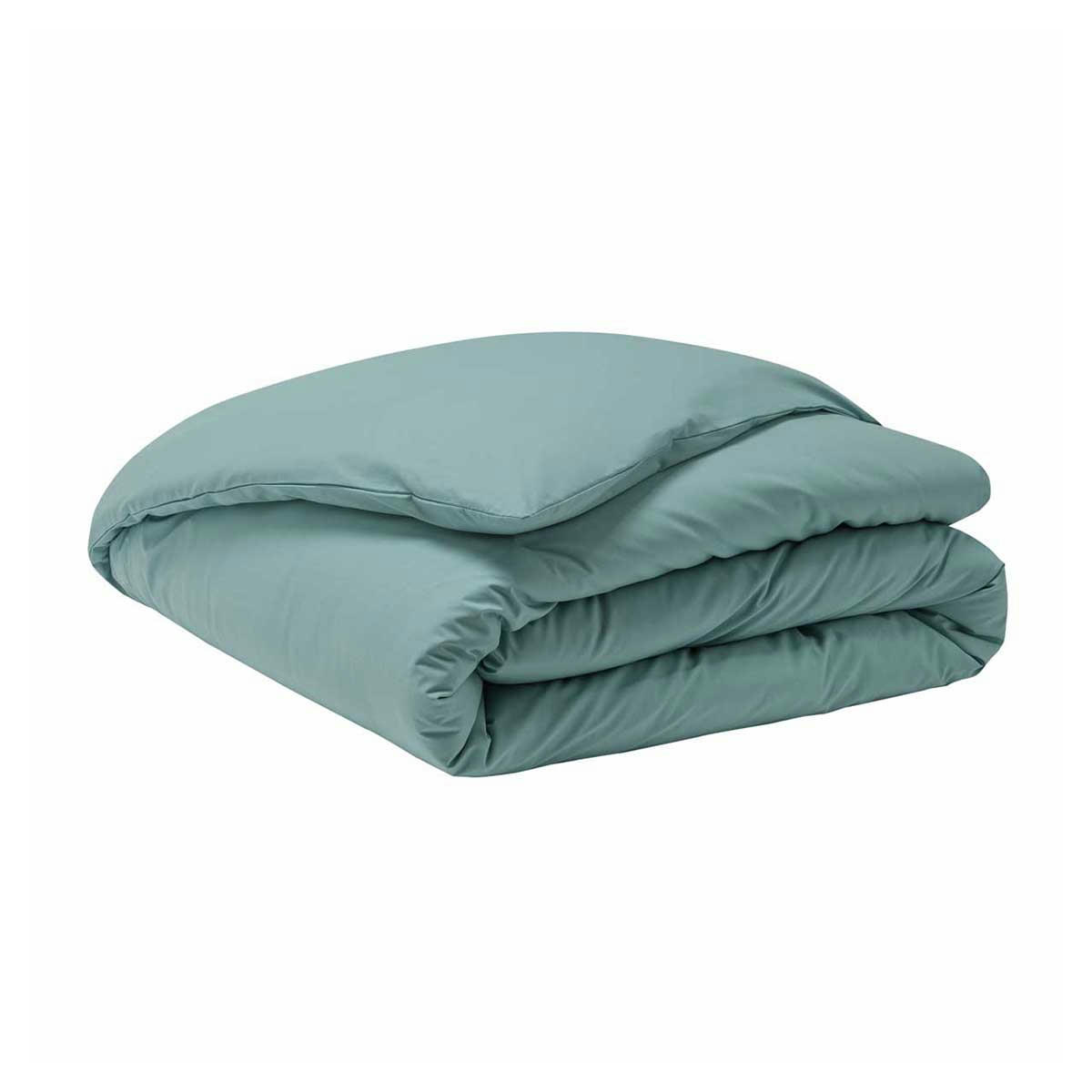 PREMIÈRE - Housse de couette en percale de coton vert 240x220