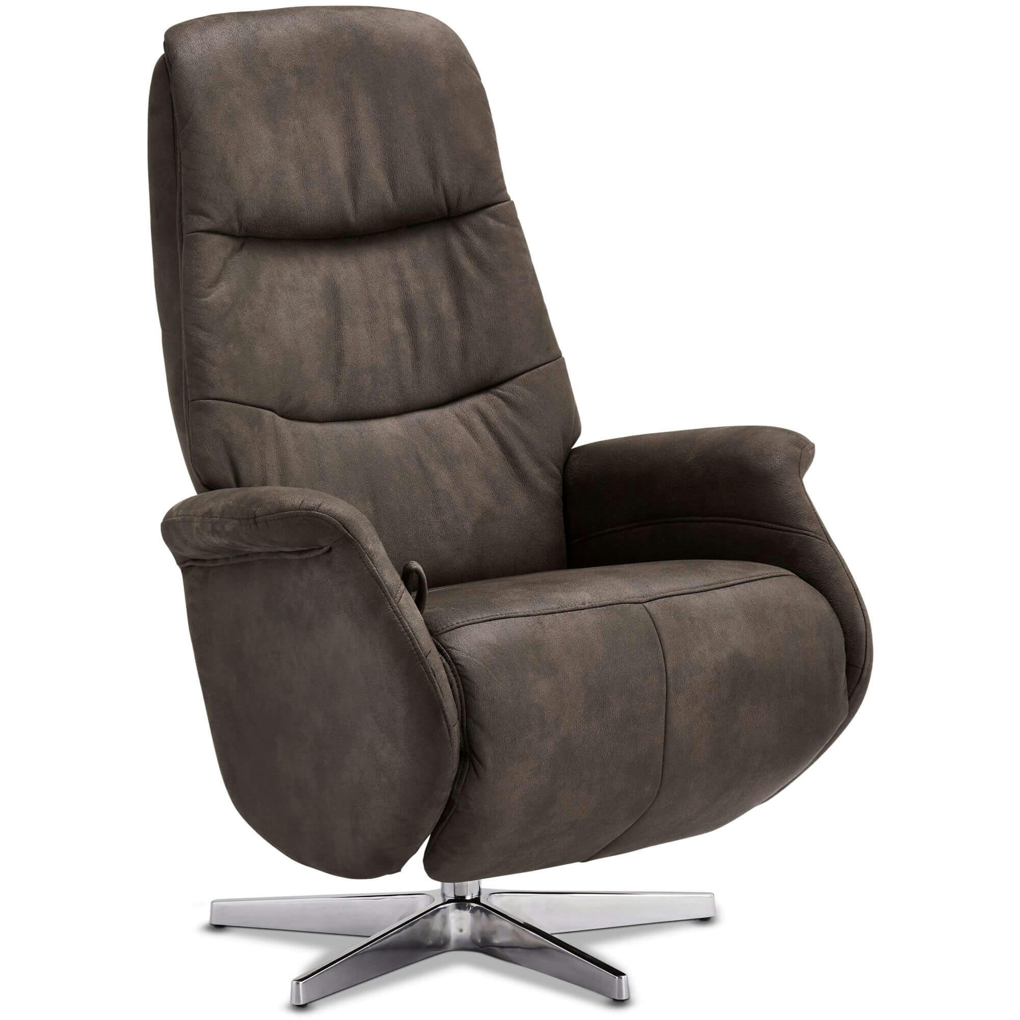 DELTA - Fauteuil relax pivotant en tissu marron