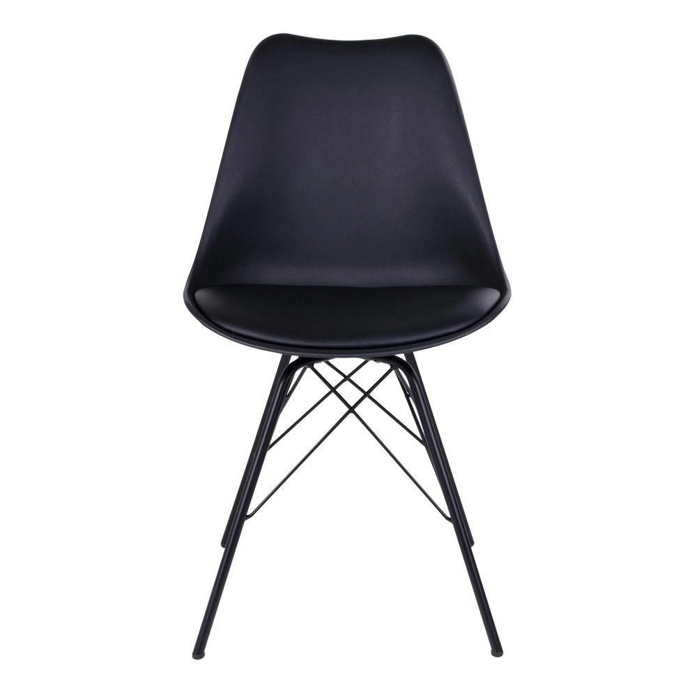 Chaise noire basique avec pieds métal (lot de 2) LOTA