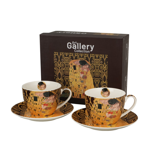 Komplet 2 Filiżanek Klimt "The Kiss" Porcelana w pudełku prezentowym 250 ml