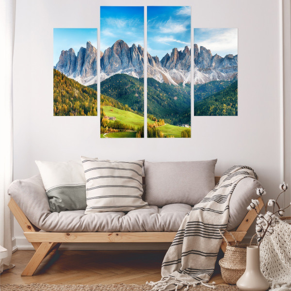 Obraz 4-Częściowy Widok Na Pasmo Górski Pejzaż 3D 80x60cm