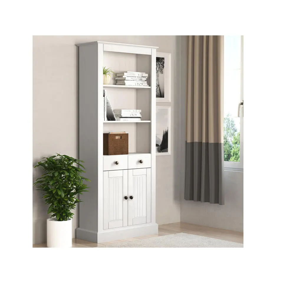 Mille - Boekenkast met 2 deuren en 1 lade in wit gelakt grenen