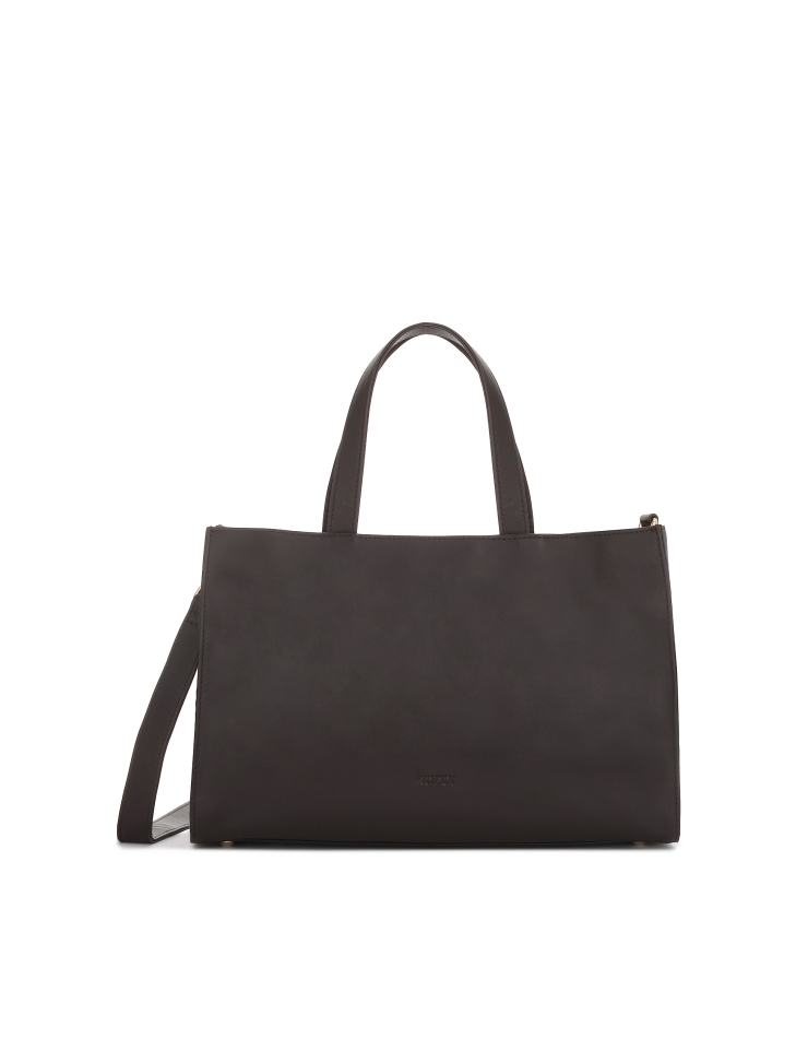 Brown natural leather handbag with a minimalist design
