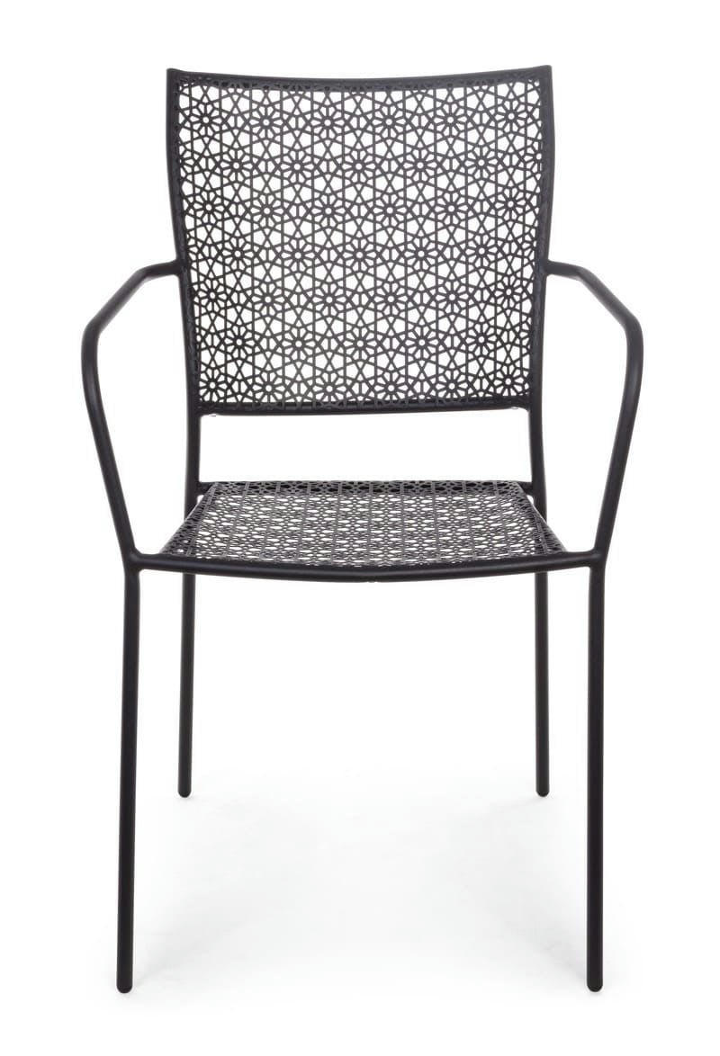 JODIE - Chaise de jardin en acier empilable gris