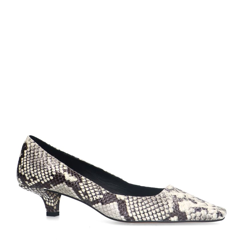 Manfield Leren slangenprint pumps