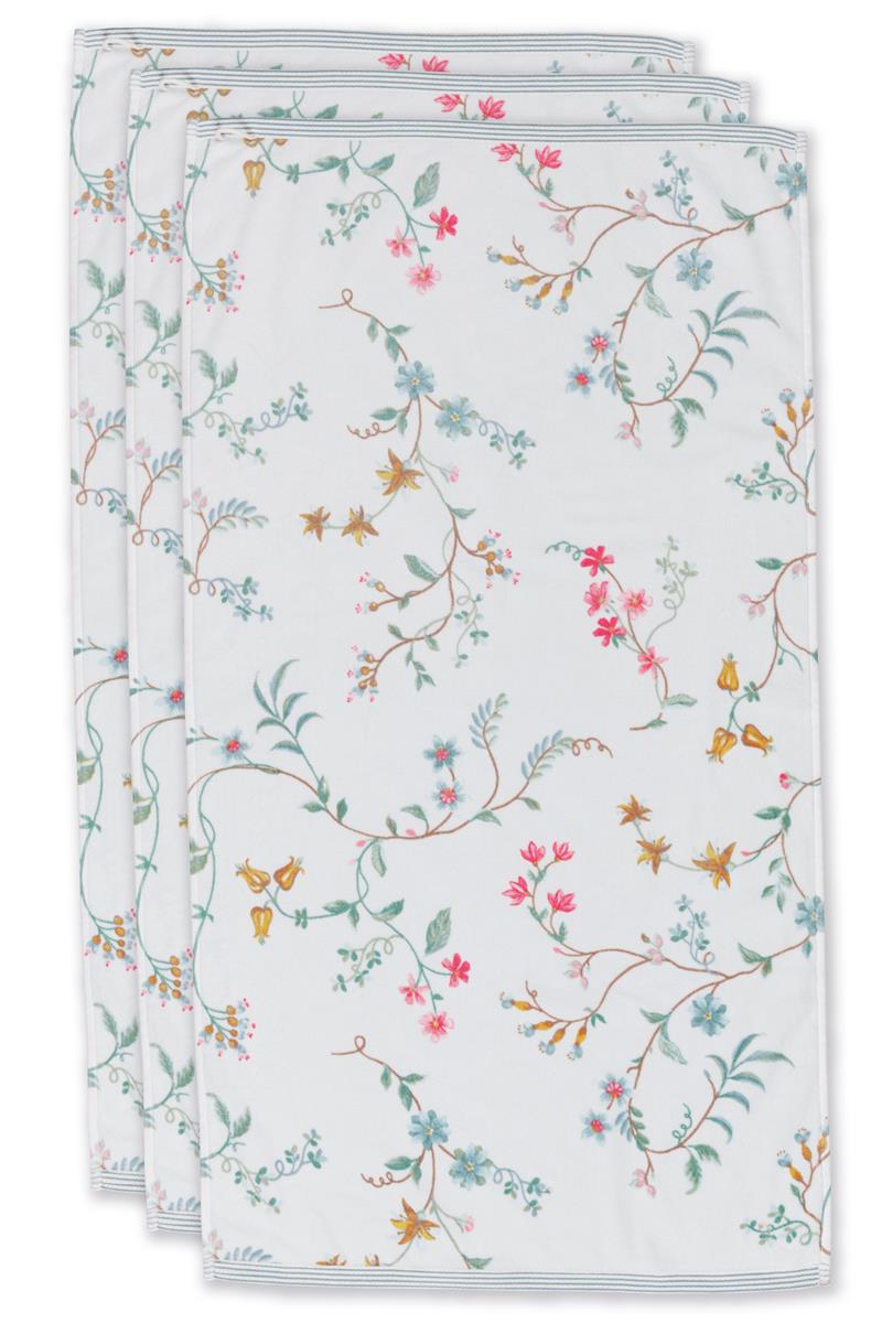 Pip Studio handdoek Les Fleurs - 55x100 cm - wit