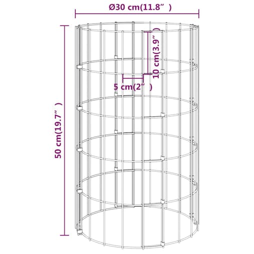 NNEVL Circular Gabion Raised Beds 4 pcs &Oslash;30x50/100/150/200 cm