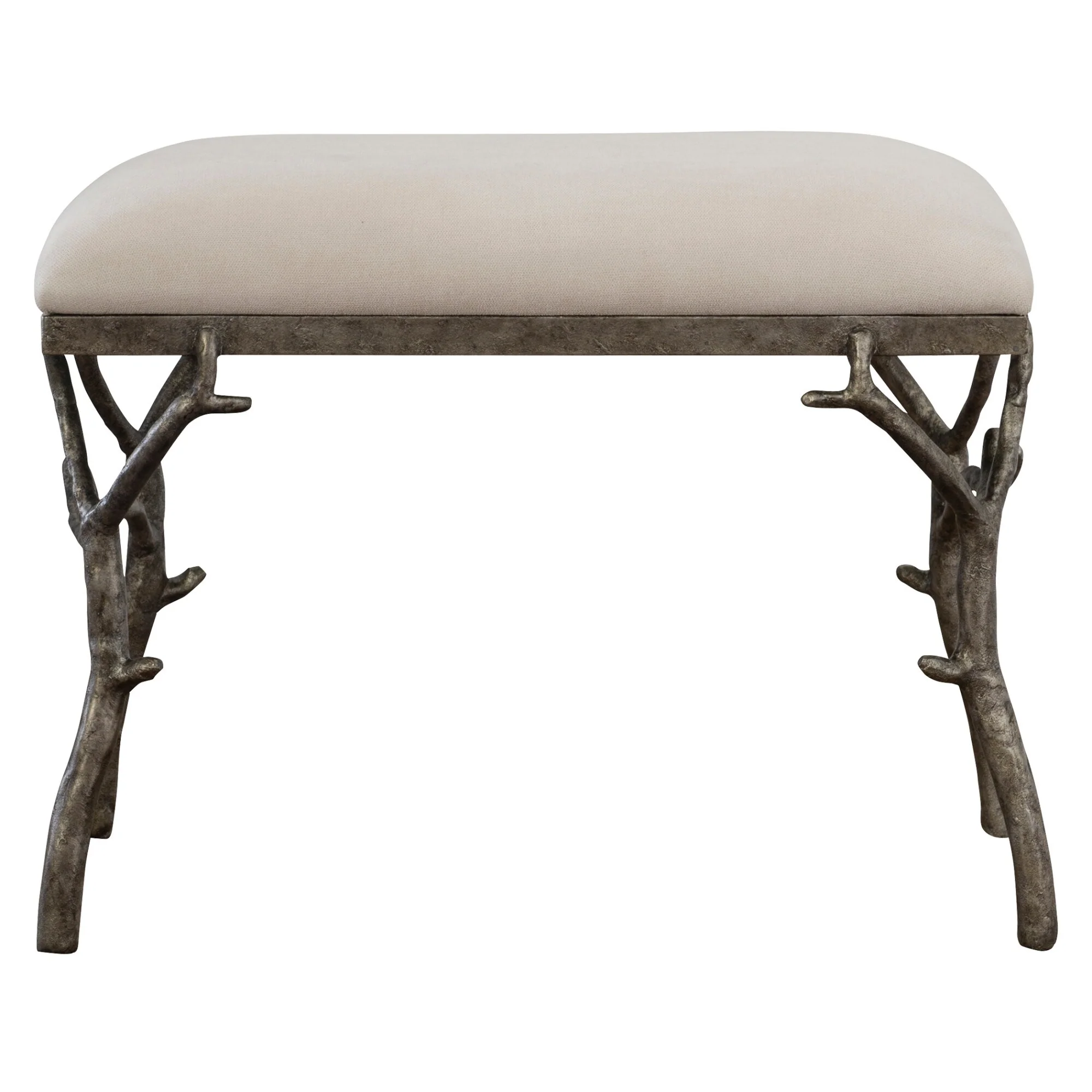Uttermost Lismore 24 Wide Rustic Lodge Linen Upholstered Bench with
