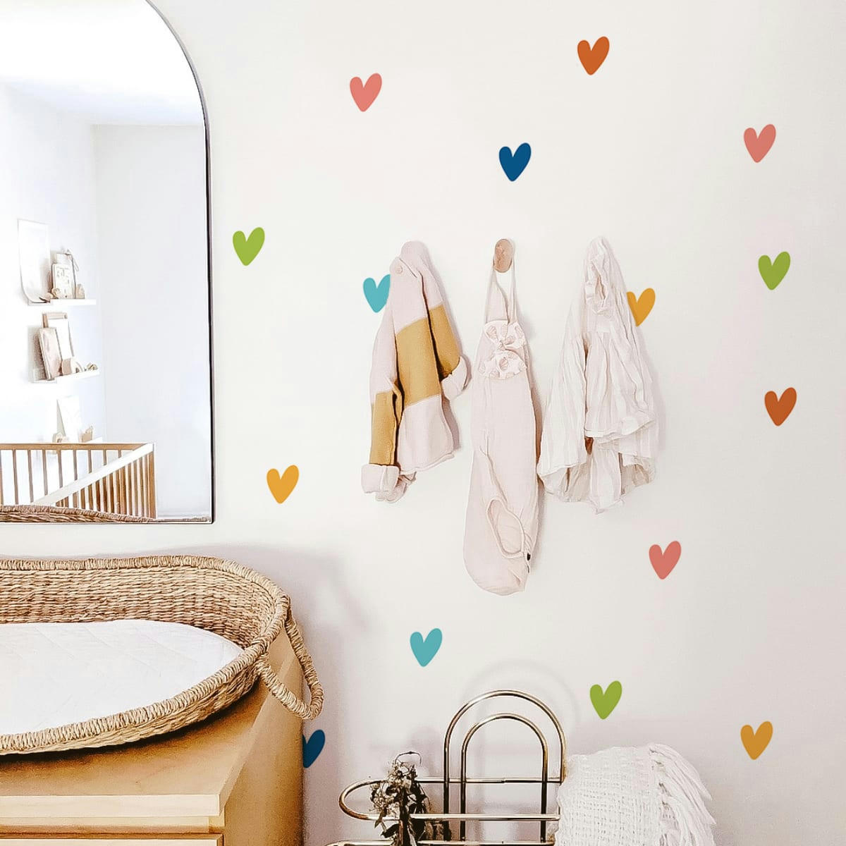 RAINBOWS3 - Stickers mureaux en vinyle petits coeurs multicolor