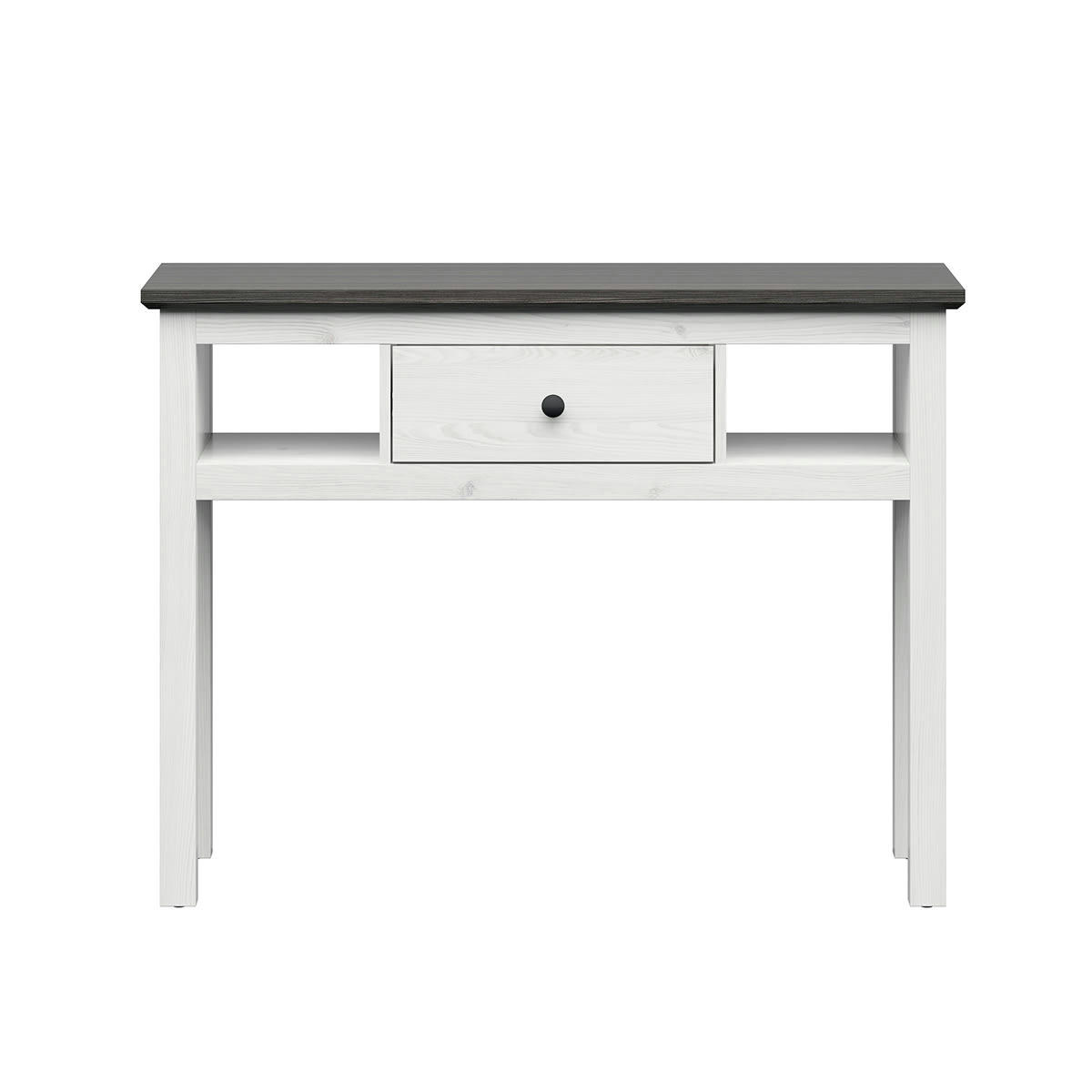 - Console 1 tiroir blanc et naturel foncé