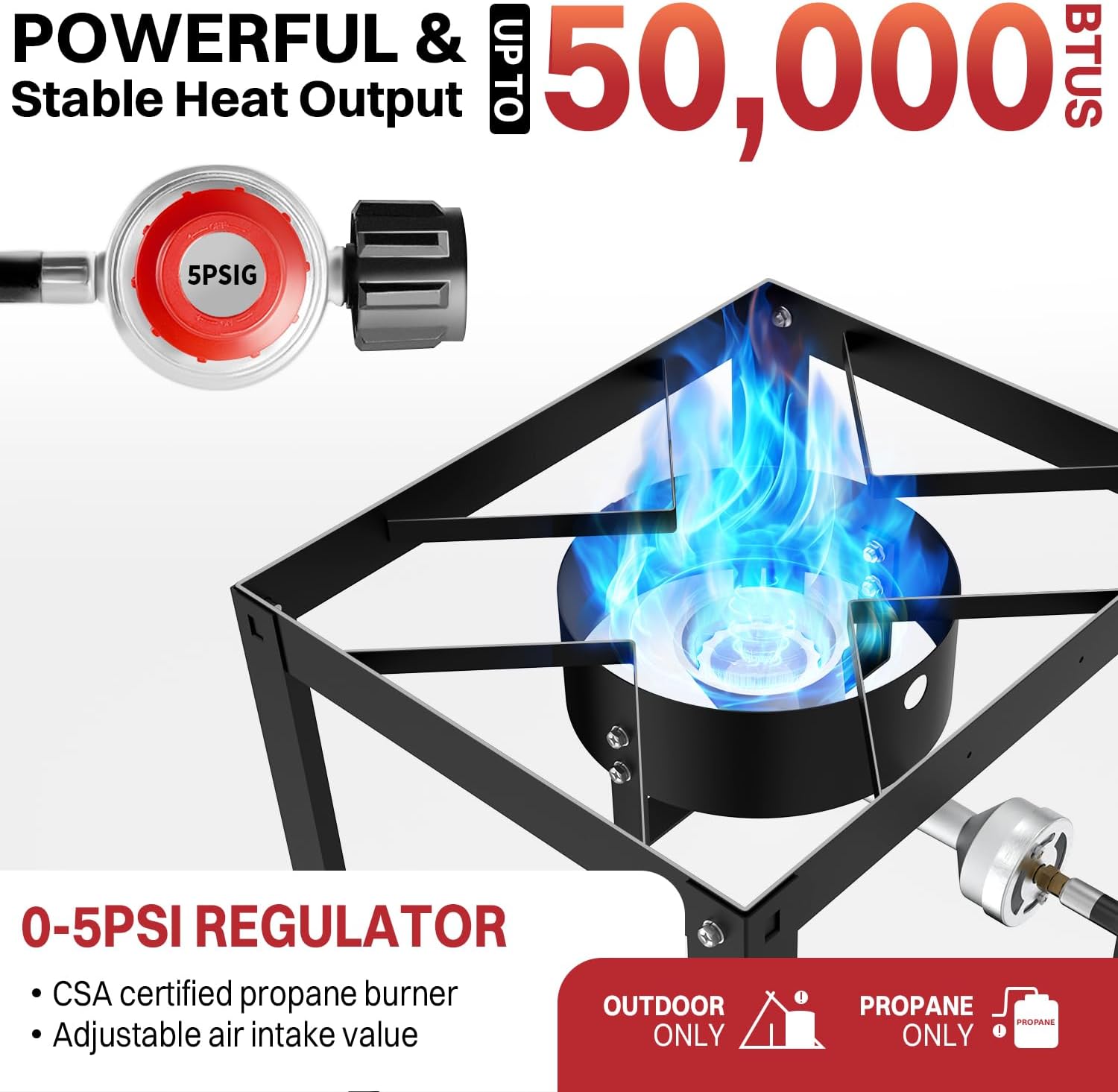 18QT Outdoor Propane Fish Fryer | 50,000 BTU Propane Deep Fryer | Includes 2 Baskets | Lid | Cover | 9 Fryer Tong & 6 Thermometer | Perfect for Cooking Fish, Chicken Wings, and Fries