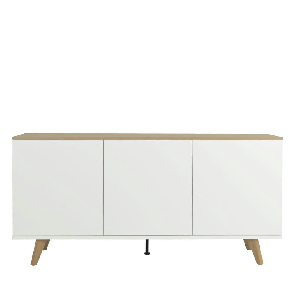 AMELIA - Buffet en bois 3 portes L162cm blanc