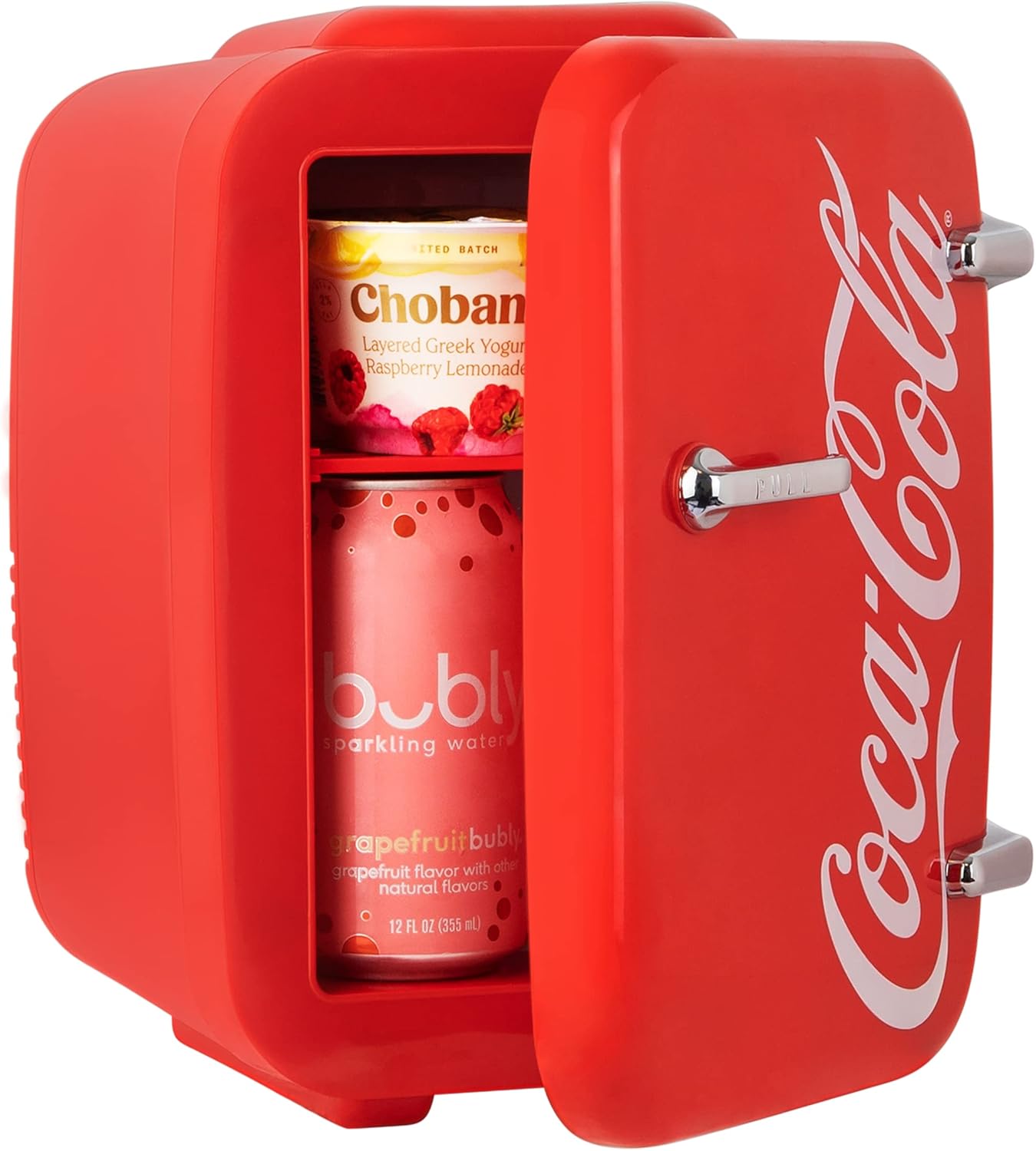 Cooluli Retro Coca-Cola Mini Fridge for Bedroom - Car, Office Desk & College Dorm Room - 4L/6 Can 12V Portable Cooler & Warmer for Food, Drinks & Skincare - AC/DC and Exclusive USB Option (Coke, Red)