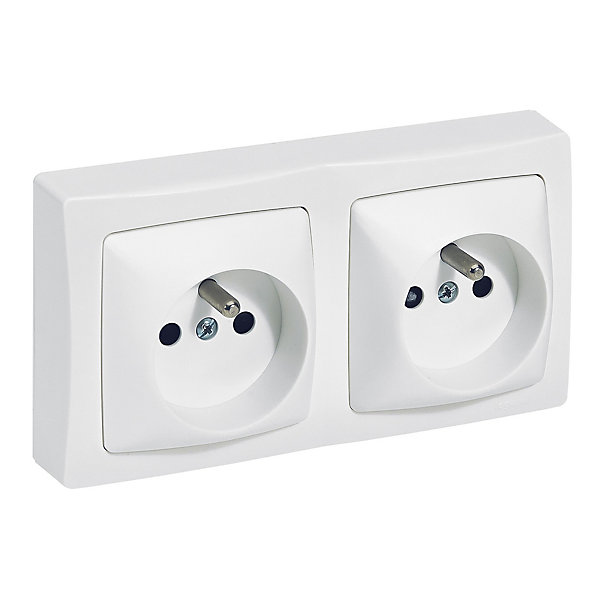 Double prise 2 pôles terre horizontale ASL Legrand blanc