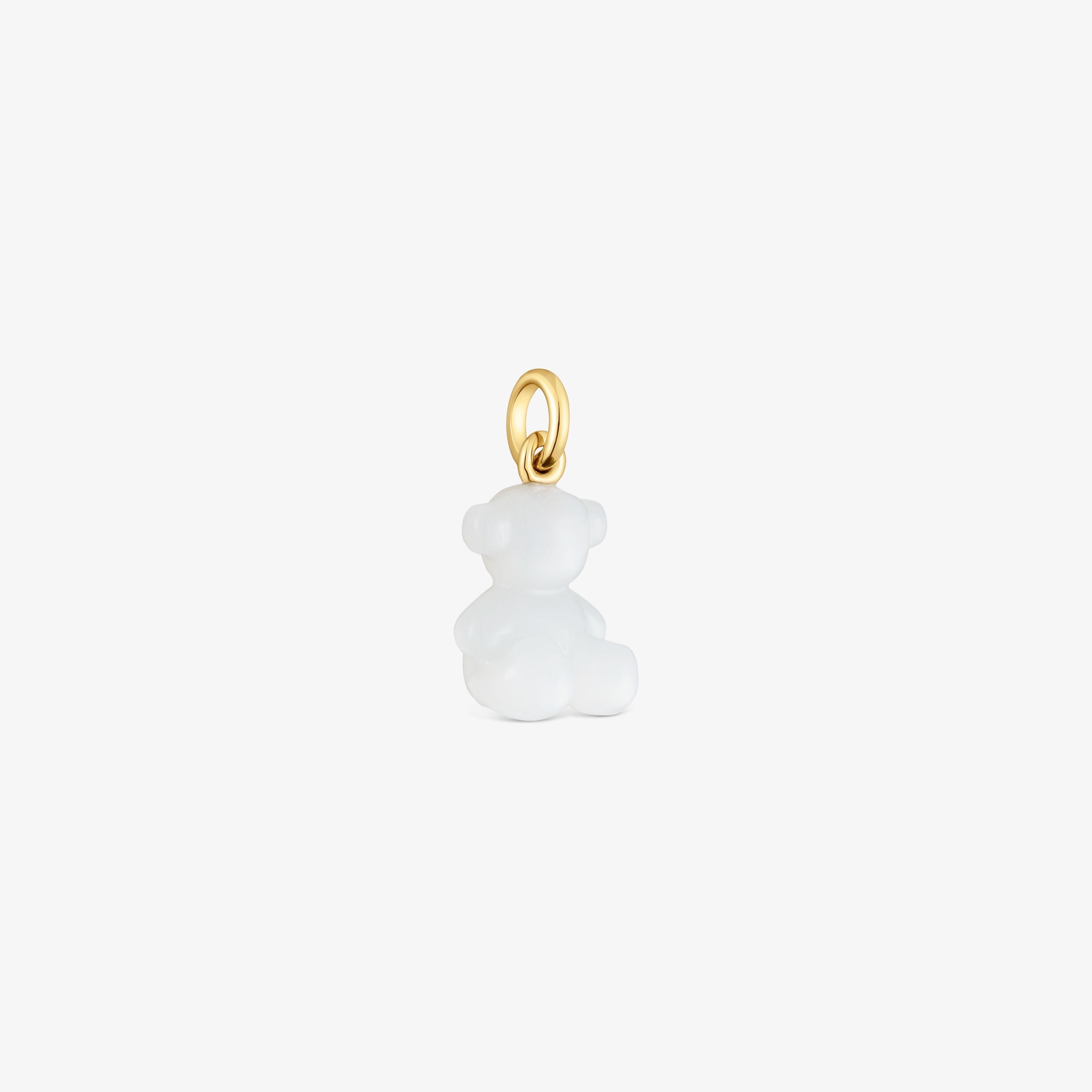 Colgante oso pequeño con cuarzo cristal de roca y oro 14 kt Bold Bear