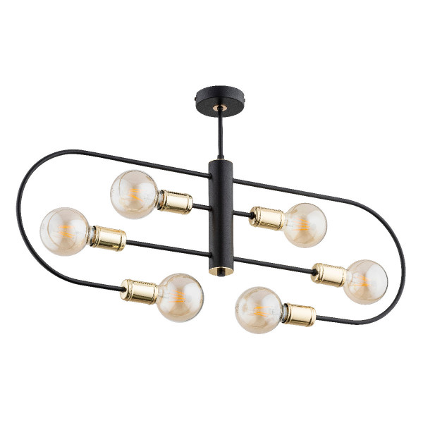 Lampa sufitowa czarno-złota SIGNA 6xE27x15W wym: 36x10x88 cm Alfa