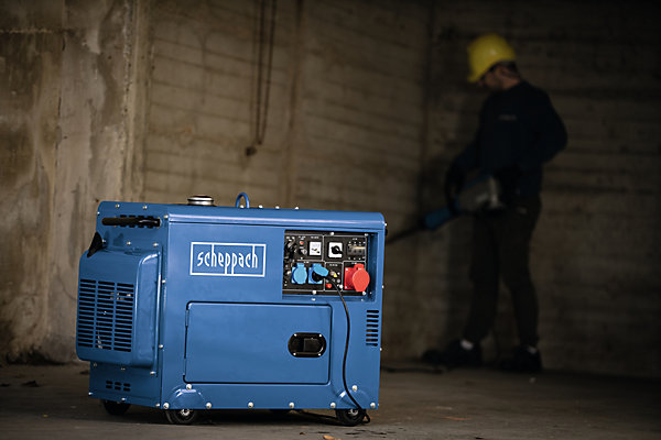 Groupe électrogène 5000 W - carburant diesel - autonomie 11 h - L.92 x l.52 x H.75 cm - Scheppach SG5200D