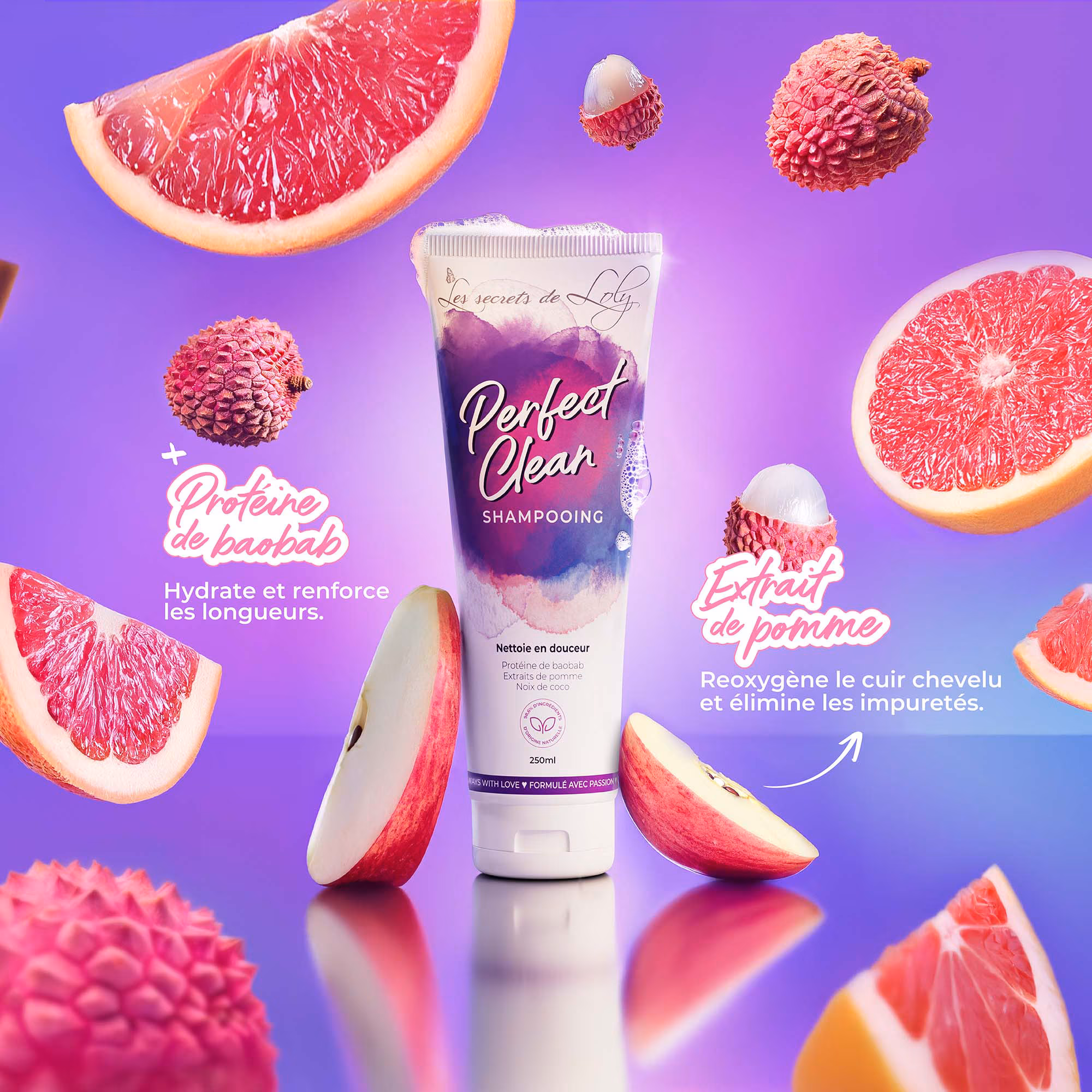 PERFECT CLEANShampooing extrait de pomme et noix de coco