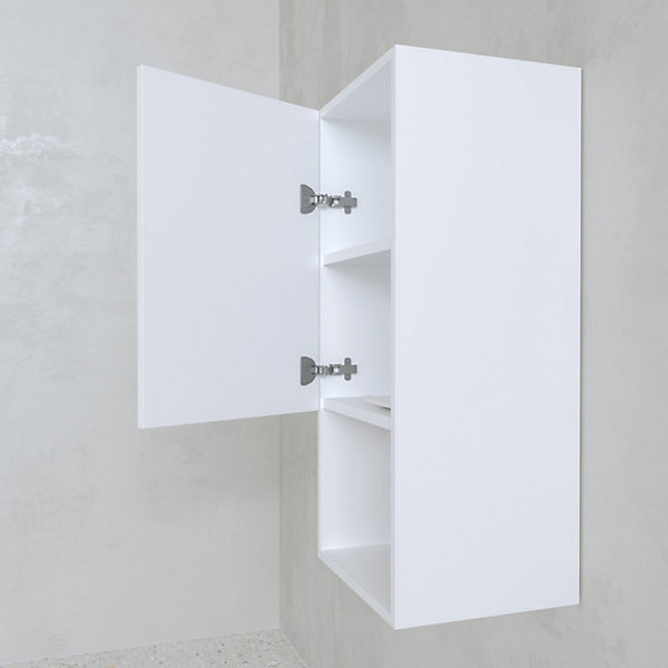 Colonne de rangement blanche - Porte et niche - 35x80x32.5 cm