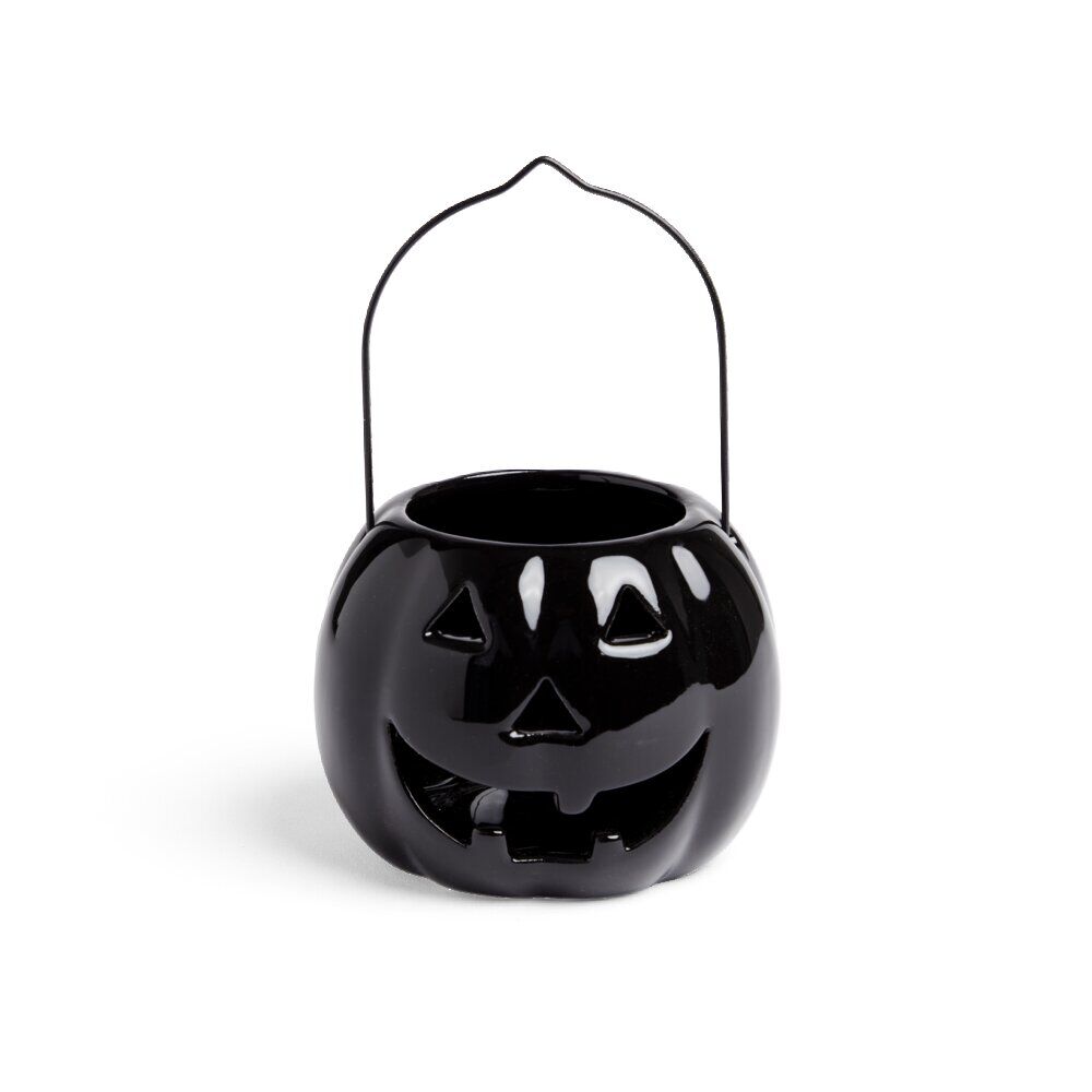 Photophore Halloween lanterne citrouille en céramique Ø10xH8cm