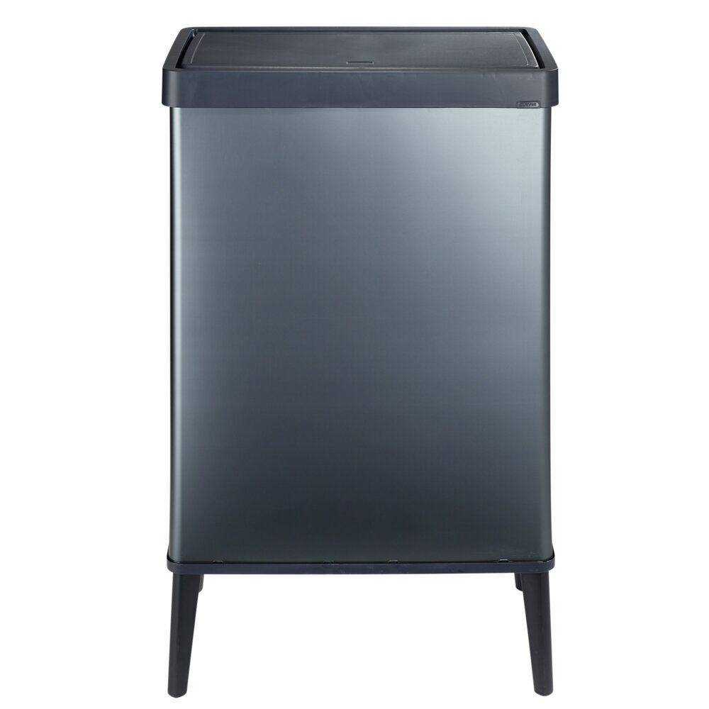 Poubelle haute 54L sur pieds avec couvercle push bleu perle H70cm