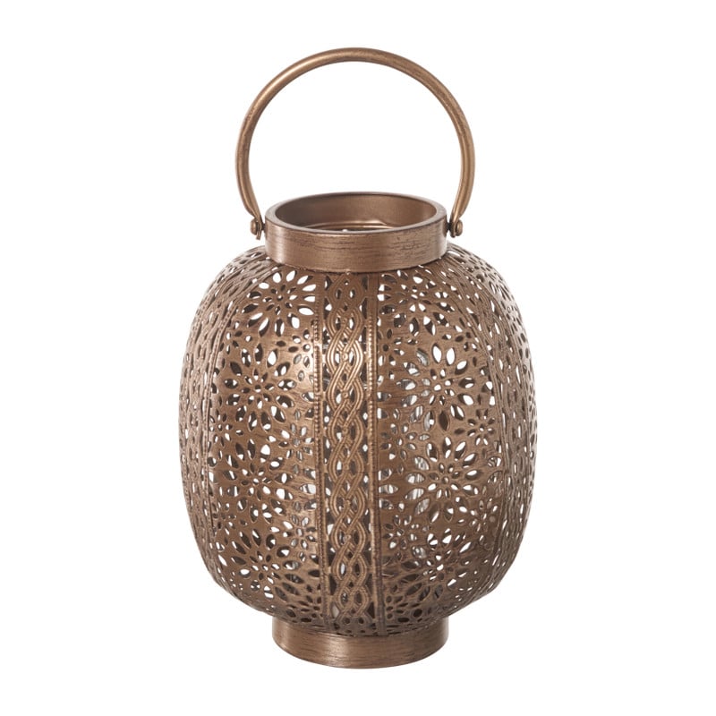 Lantaarn metaal - bruin - &Oslash;16x23 cm