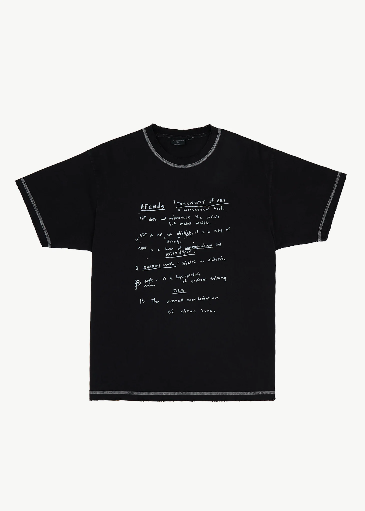 AFENDS Mens Taxonomy - Heavyweight Boxy Tee - Stone Black