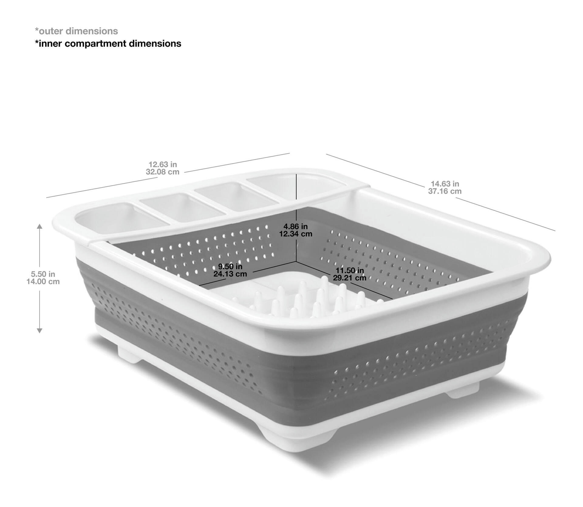Madesmart Collapsible Folding Plastic Dish & Cutlery Drying/Draining Rack For Kitchen, White