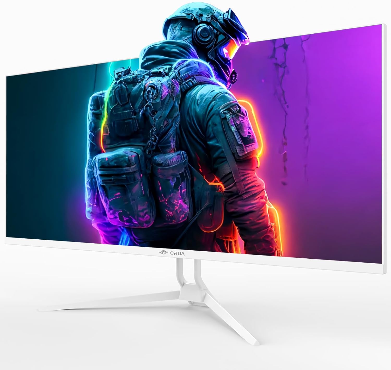 CRUA 34'' Ultrawide Gaming Monitor 120HZ  21:9 WFHD 2560X1080 IPS Panel Computer Monitors with Built-in Speakers  Support AMD FreeSync  120% sRGB  DP1.4 & HDMI1.4  Wall Mountable Installs-White
