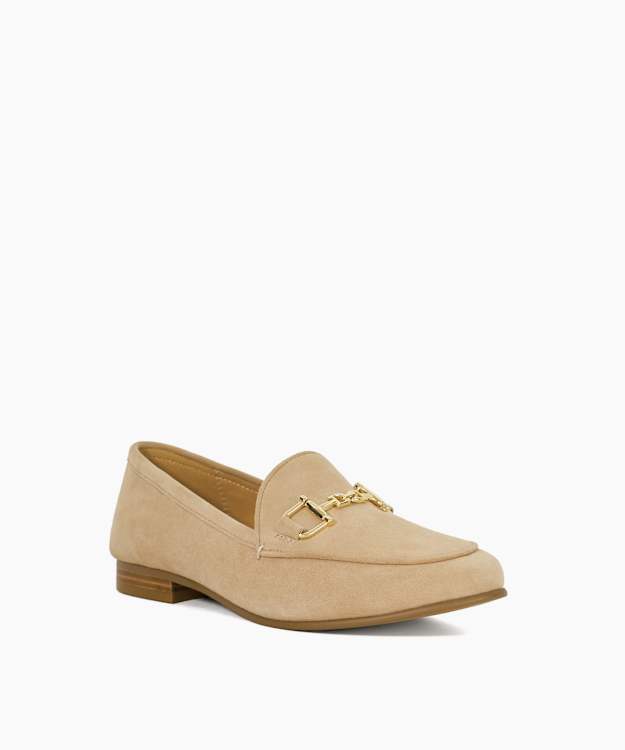 Glair Ecru - Wide Fit Almond Toe Buckle Detail Loafers