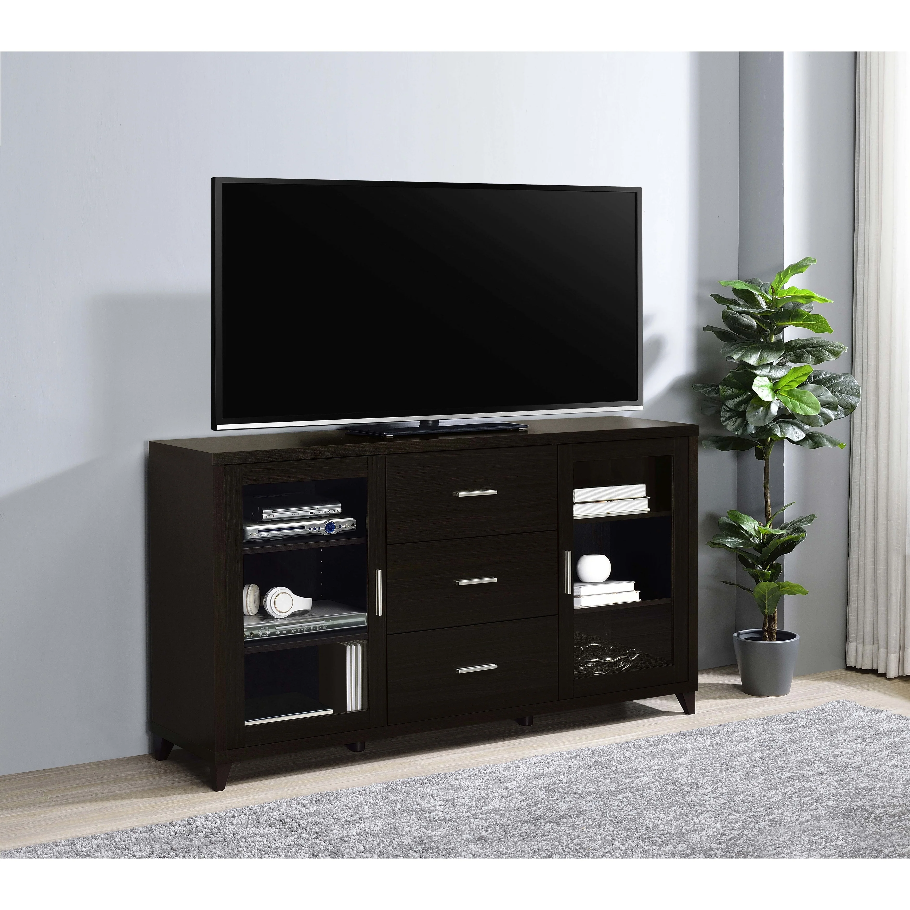 Lewes Cappuccino 2-door TV Stand with Adjustable Shelves