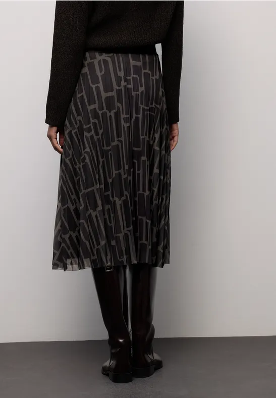 Mesh Plissée Rock mit Print