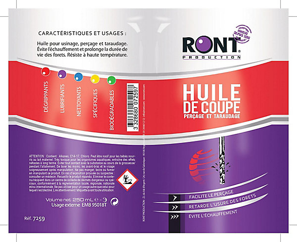 Huile de coupe en burette 250ml RontProduction