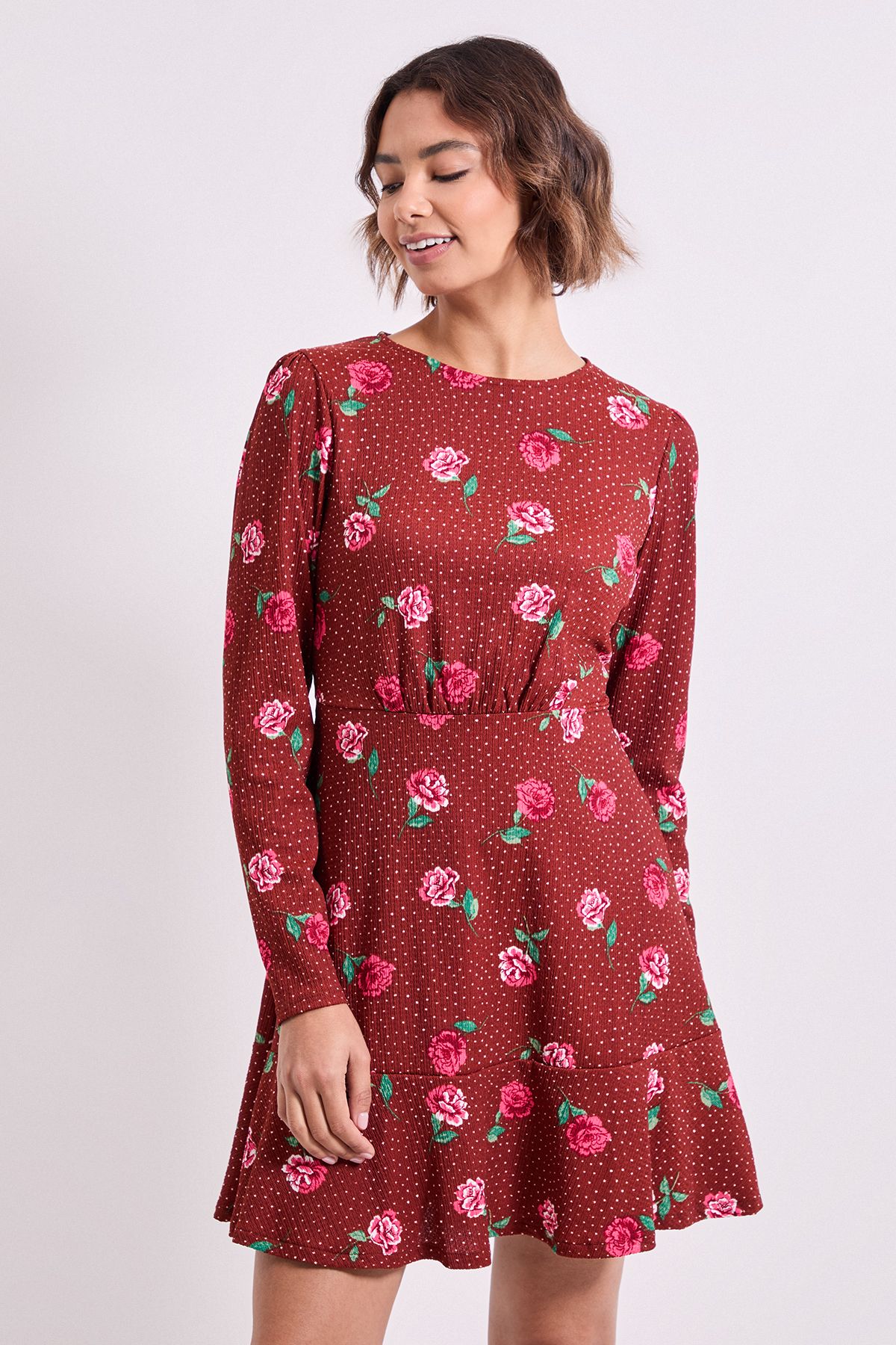 Dorothy Perkins Floral Wrap Skirt Detail Jersey Mini Dress