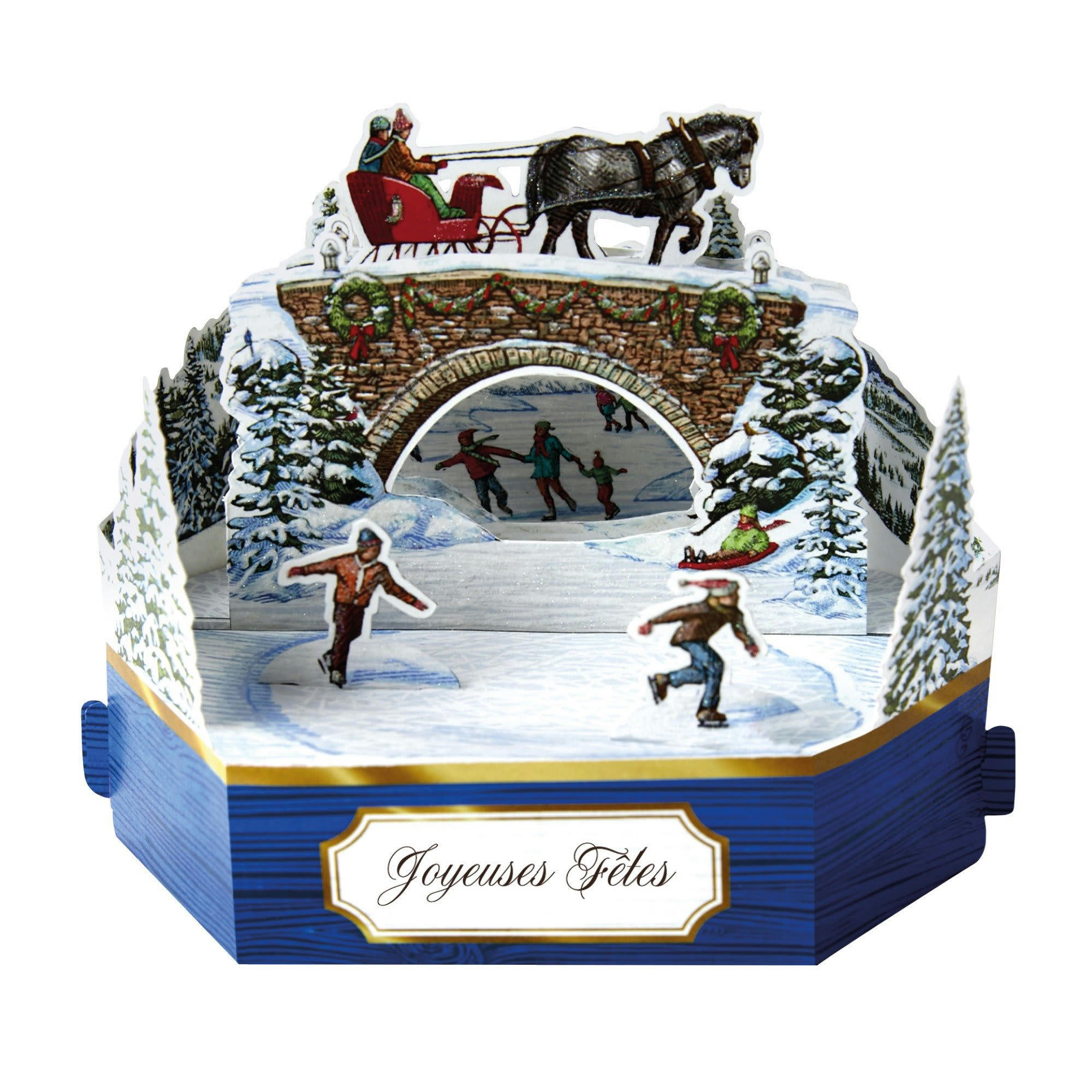 - Carte de voeux noël pop-up 3d patinoire de noël