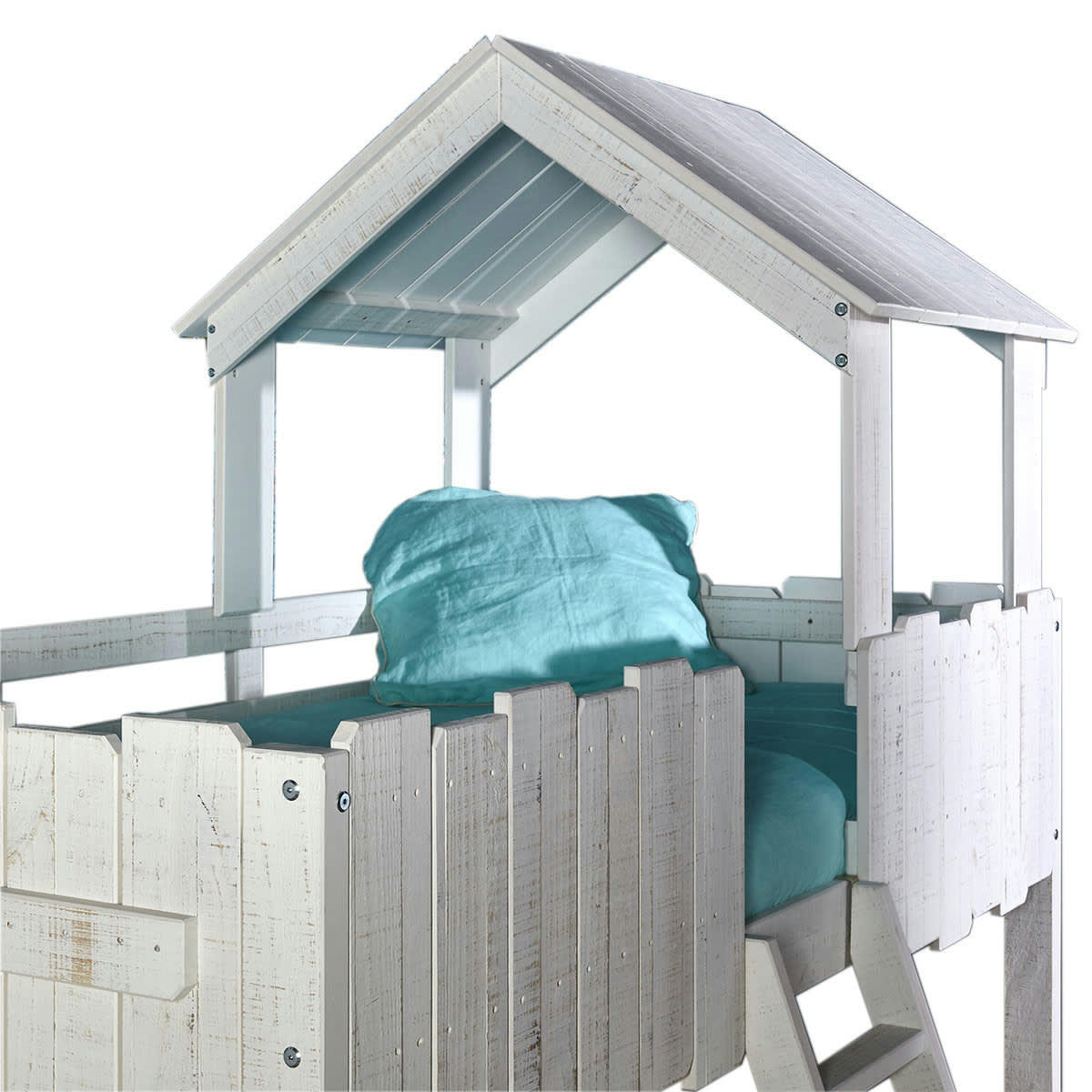 DONNIE - Lit cabane 90x190 cm bois massif blanc