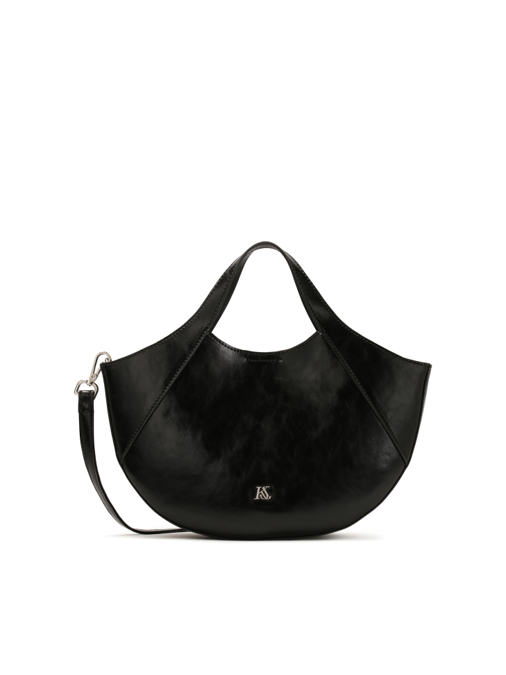 Rounded leather hobo bag
