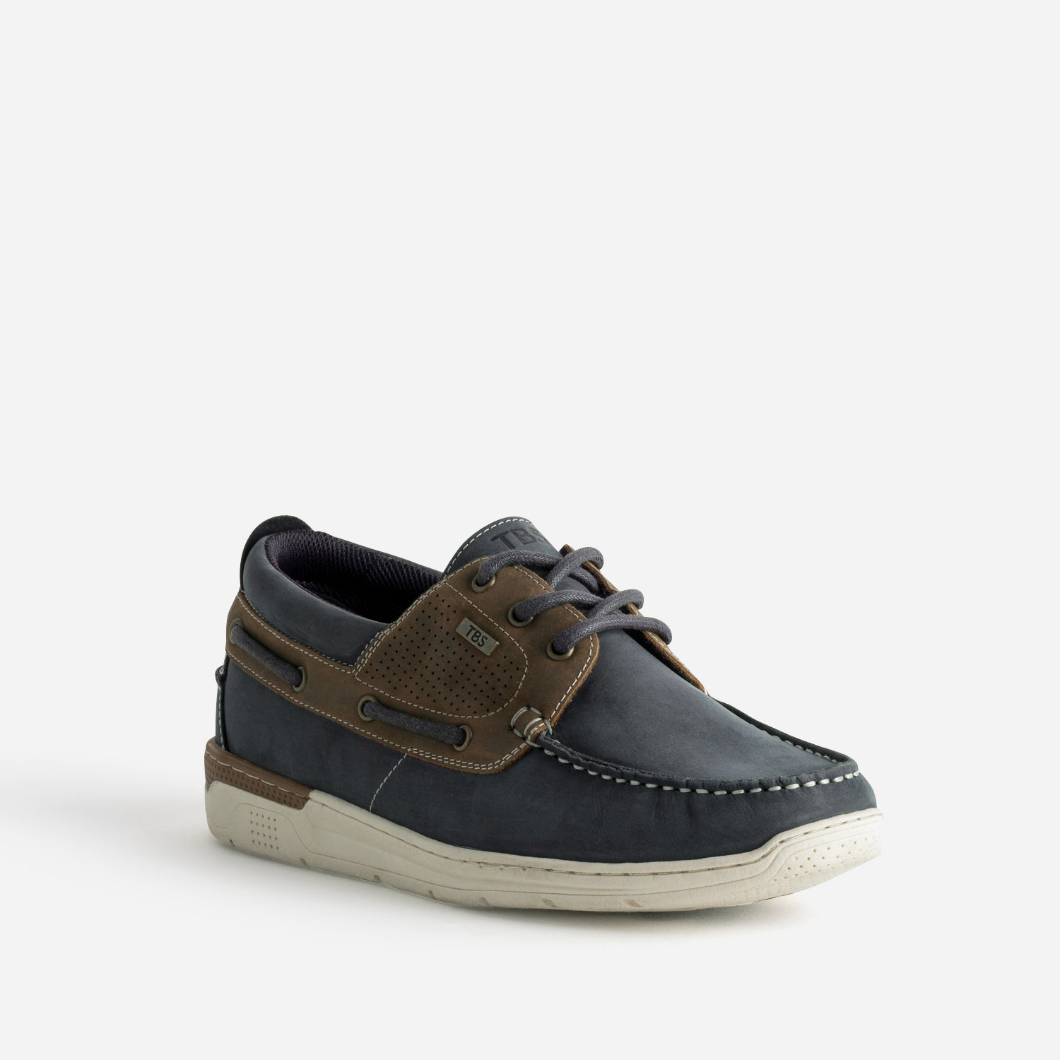 Chaussure-bateau TBS marine et marron cuir