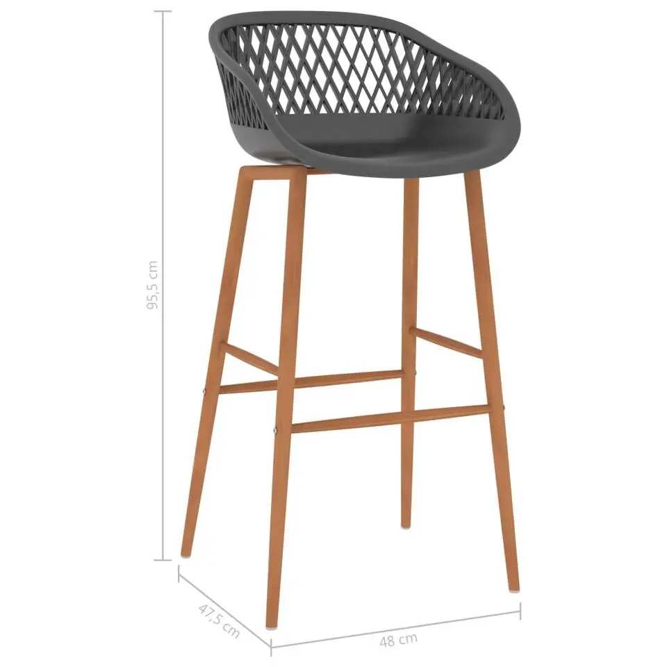 vidaXL Barstoelen met mesh-look rugleuning - 74.5 cm - Grijs en bruin - 2 St.