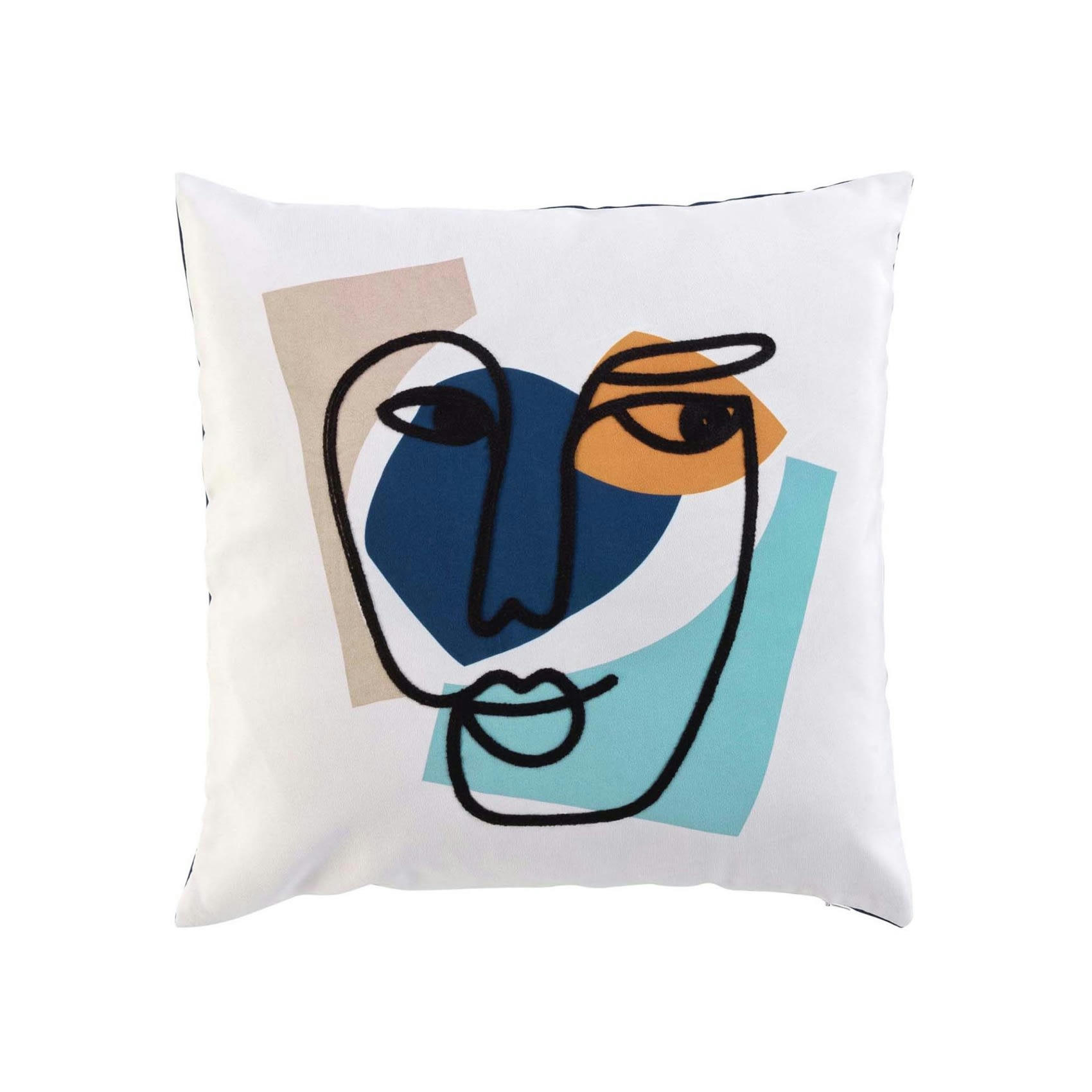 - Coussin déhoussable au style contemporain polyester bleu 45x45 cm