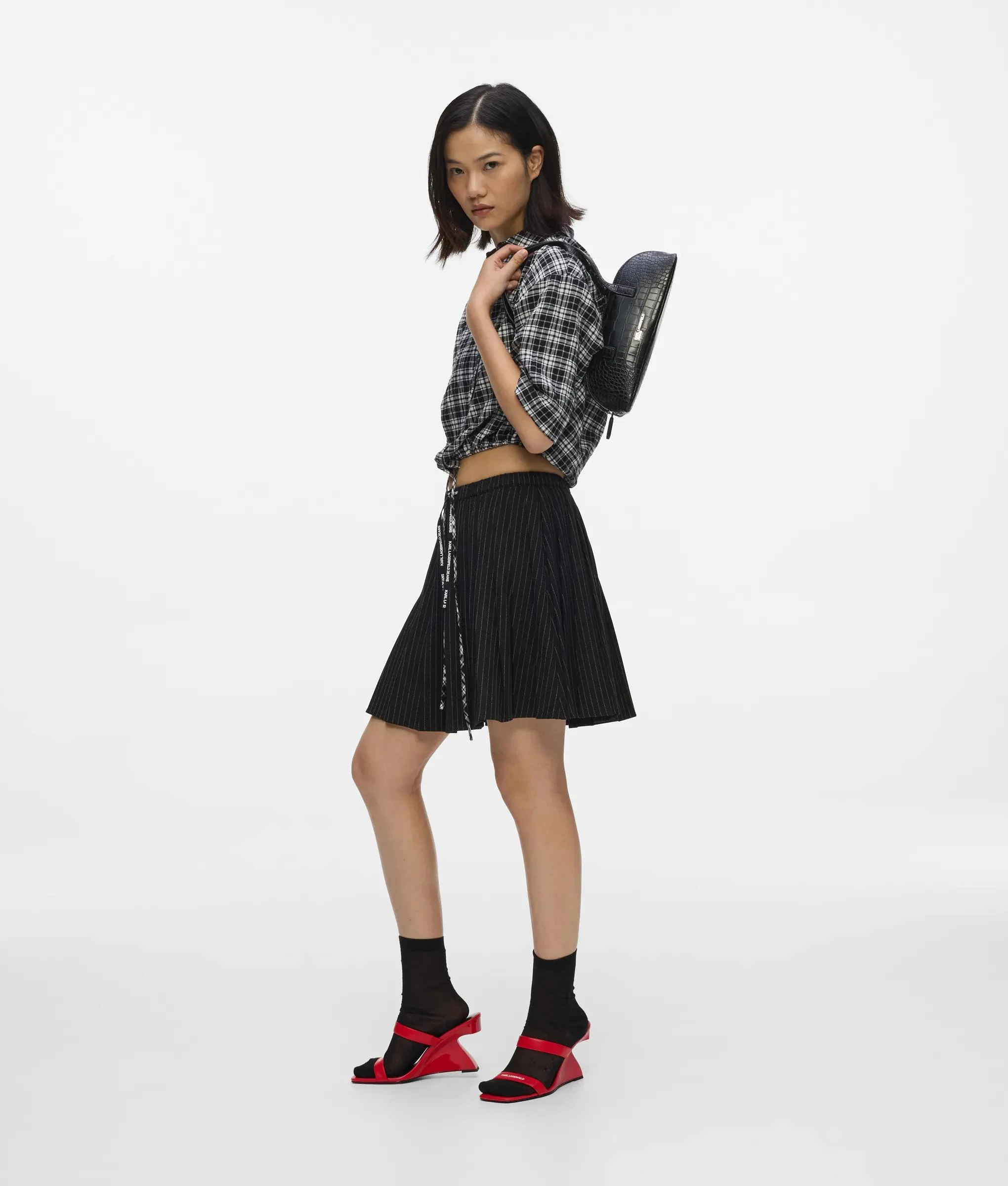 Sac porté épaule de forme allongée en croco