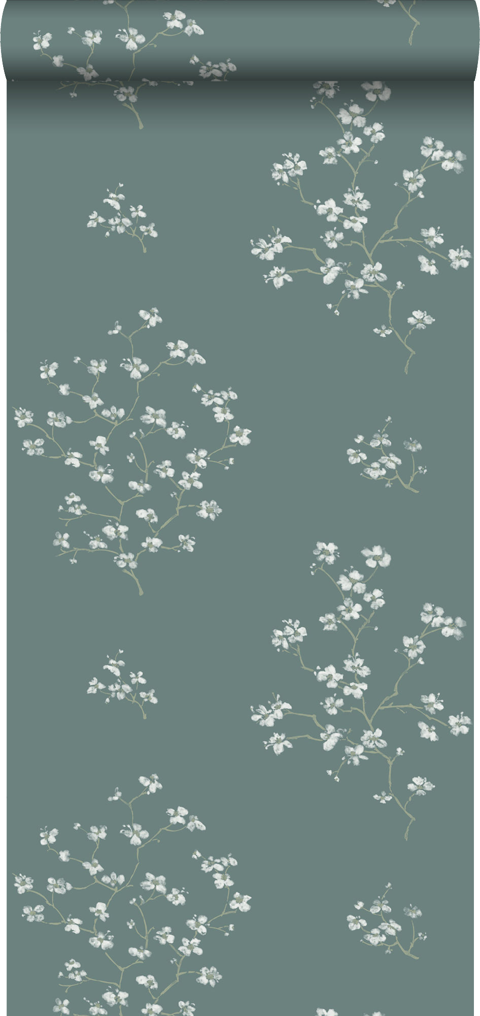 Walls4You behang bloemmotief petrolblauw - 53 cm x 10.05 m - 935339