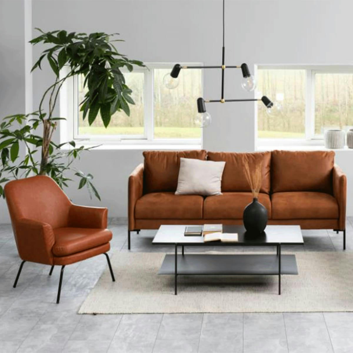 BLACK - Table basse rectangulaire 2 plateaux en bois noir