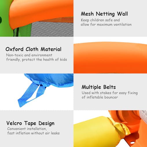 NNECW Inflatable Bounce Playhouse with Basketball Rim & Slide & Carrying Bag with Blower