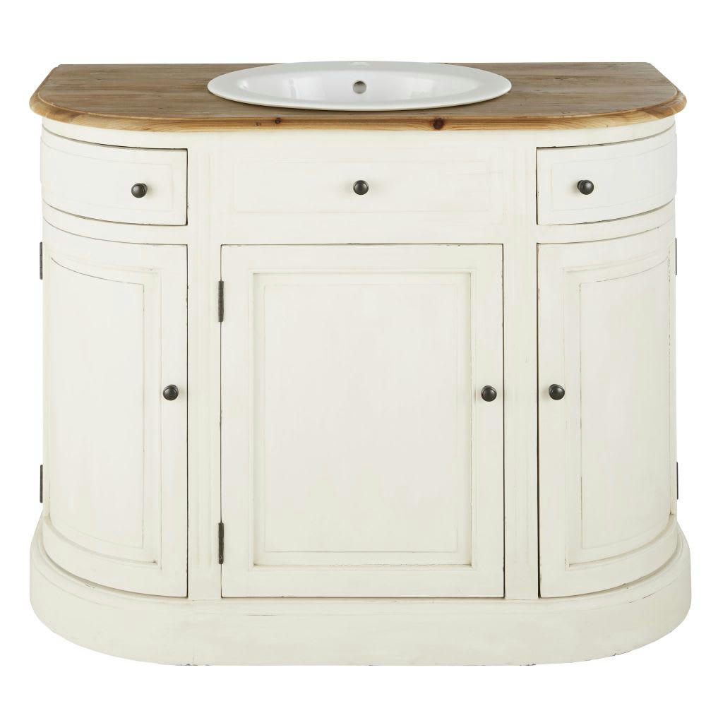 Provence - Meuble vasque de salle de bains 2 tiroirs 3 portes ivoire