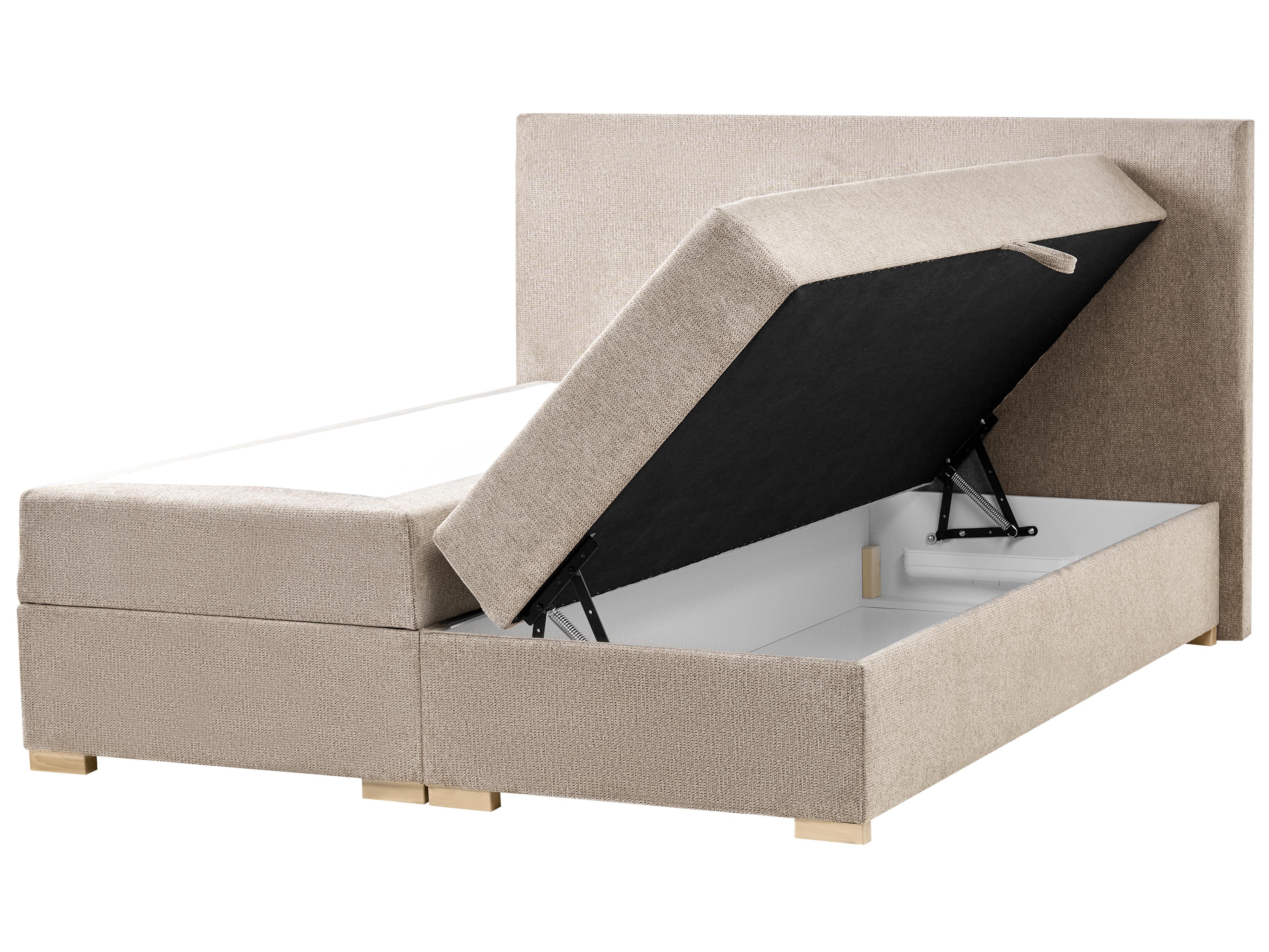 Divan Bed with Storage Fabric MAJOR 140 x 200 cm (EU Double) Taupe