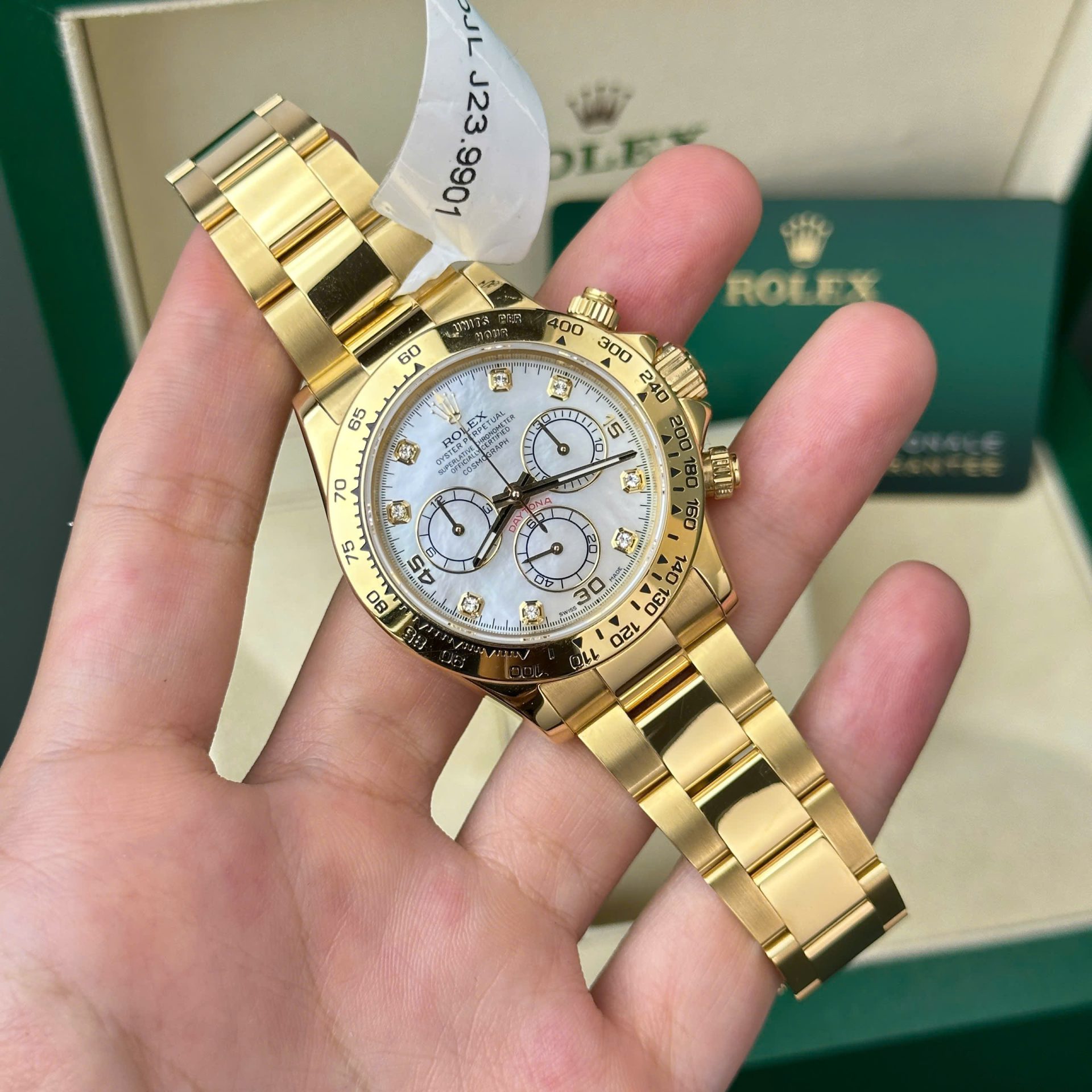 Rolex Daytona 116508 YG Plated MOP Dial CZ Diamonds 40mm Oyster Super Clone