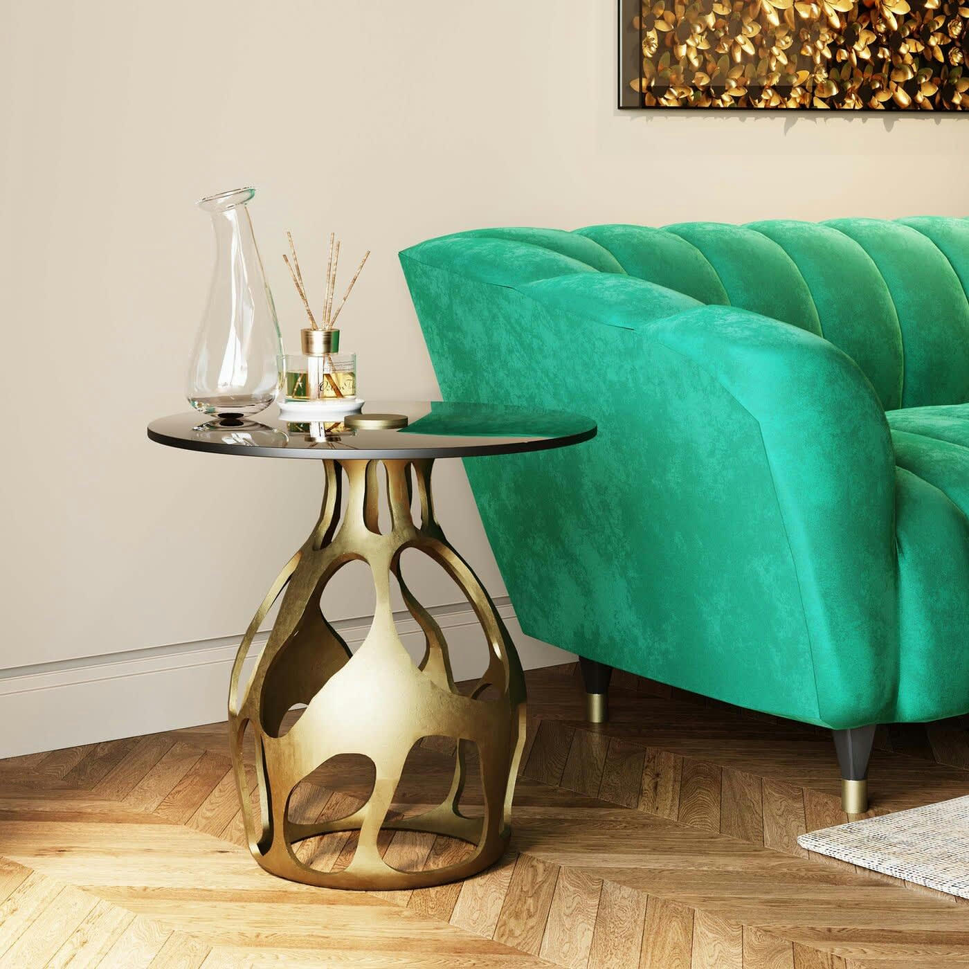 VOLCANO - Table d'appoint Volcano 60cm dorée Kare Design